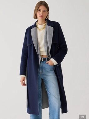J.Crew Women's Navy Wool-Blend Long Coat
